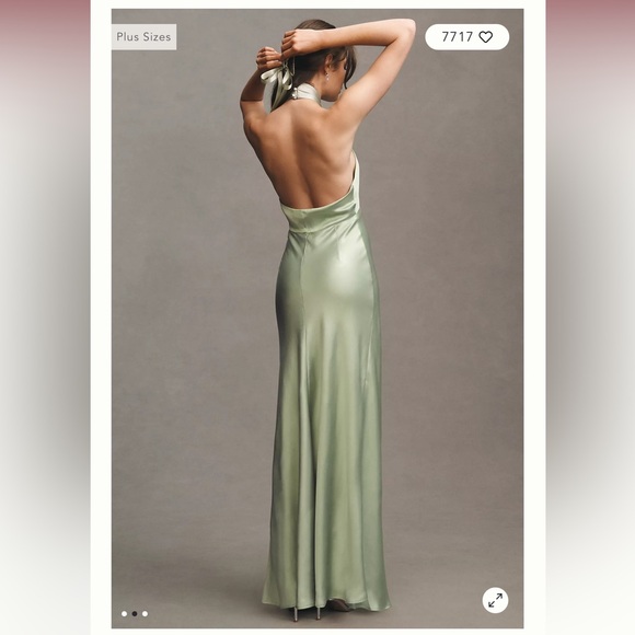 Anthropologie Green Halter Sheath Dress - Picture 2 of 2